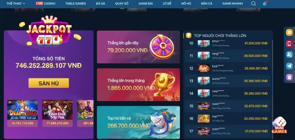 Giao diện chính của w69 app hiển thị các danh mục trò chơi khác nhau như thể thao, casino, slot và bắn cá.
